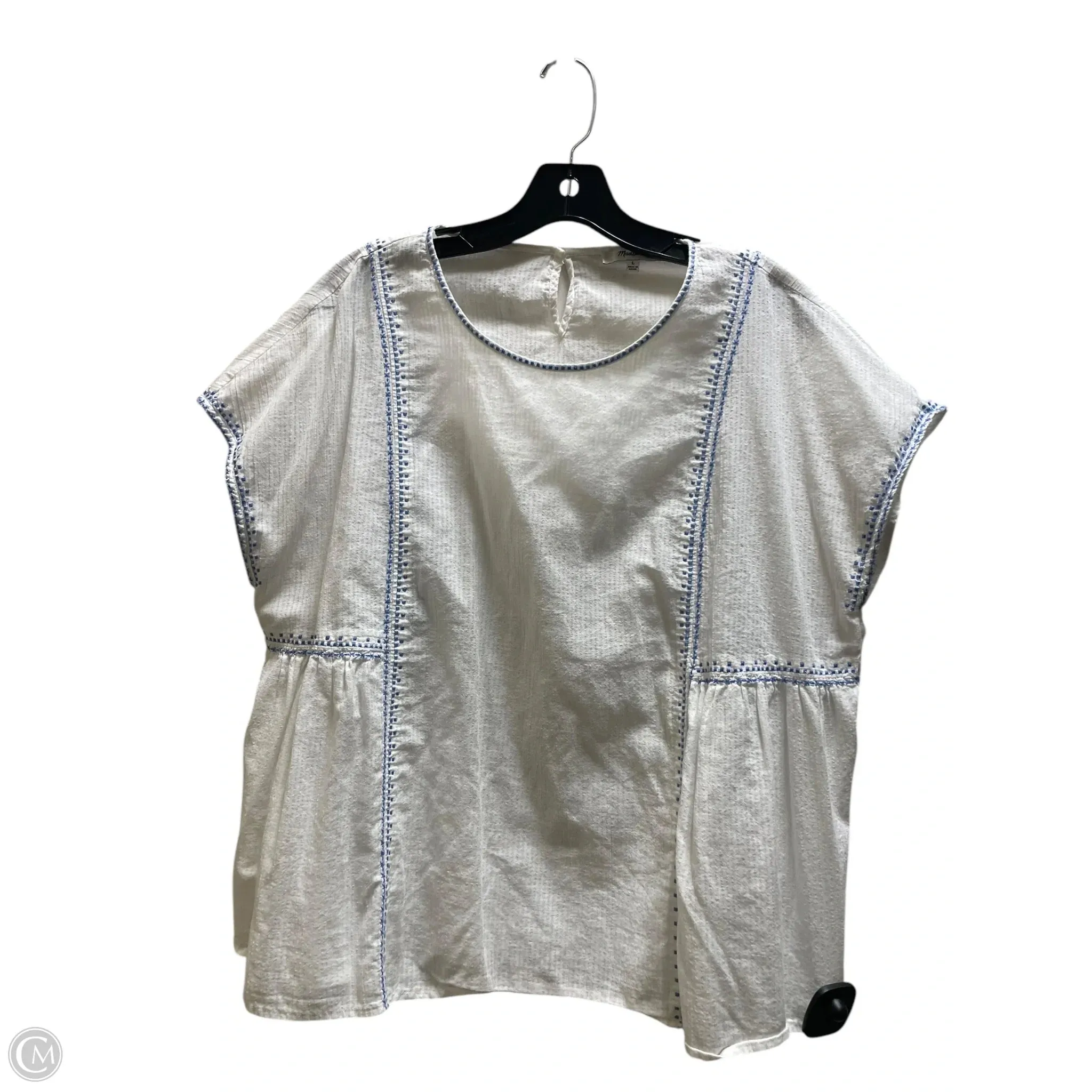 Top Short Sleeve By Madewell In White, Size: L