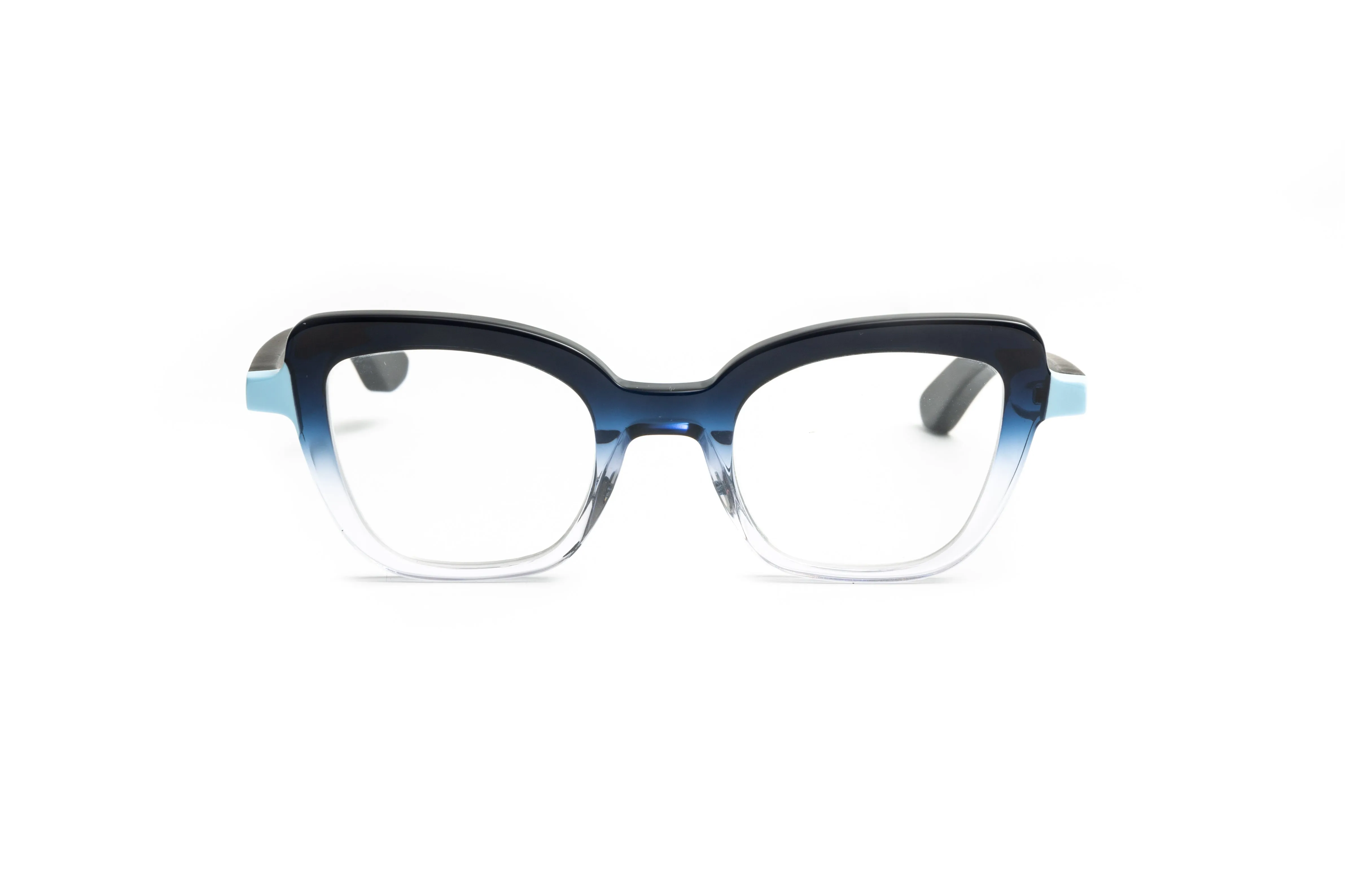 Toronto Cat Eye Gradient Blue/ Black Wood Reading Glasses