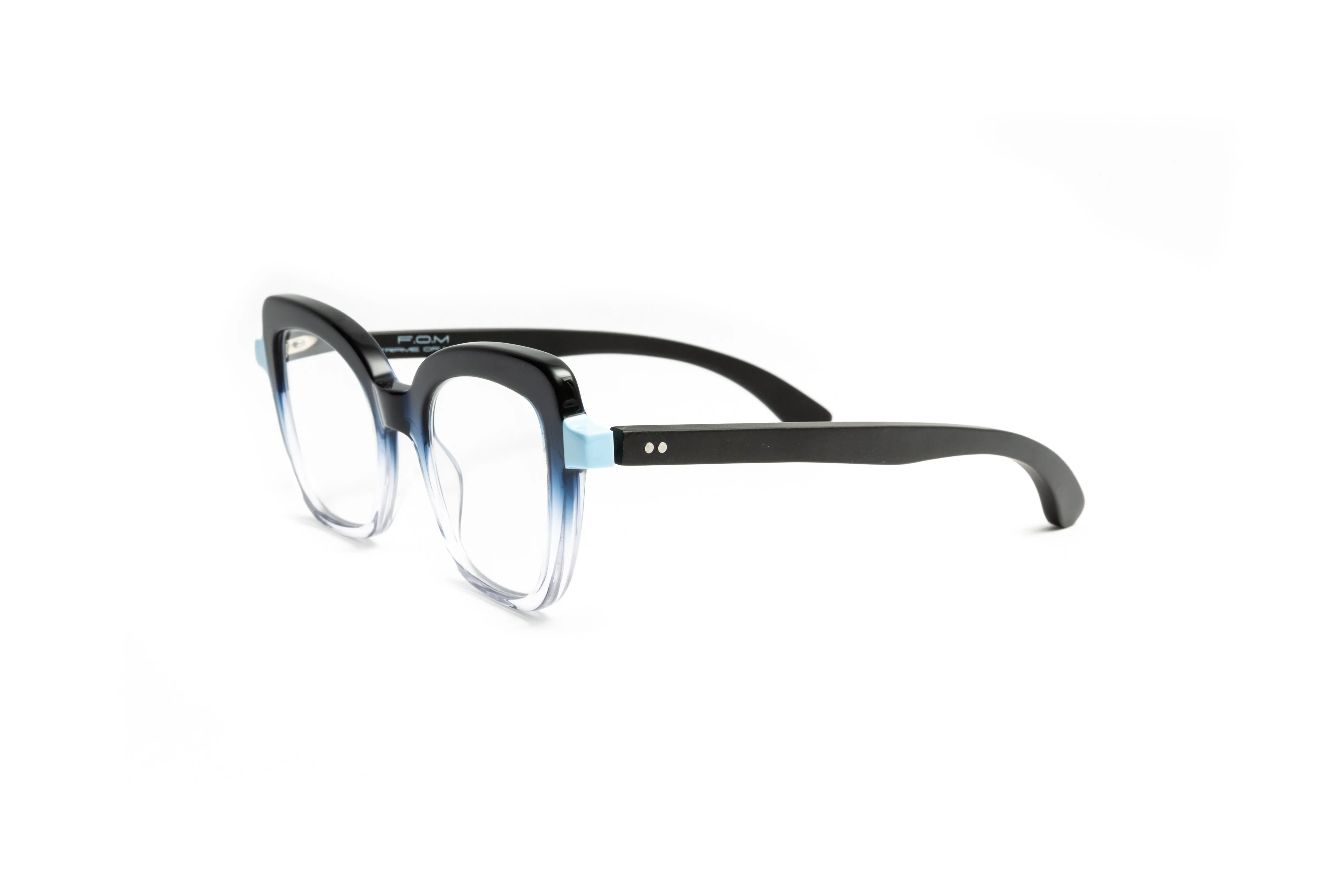Toronto Cat Eye Gradient Blue/ Black Wood Reading Glasses