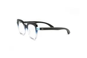 Toronto Cat Eye Gradient Blue/ Black Wood Reading Glasses