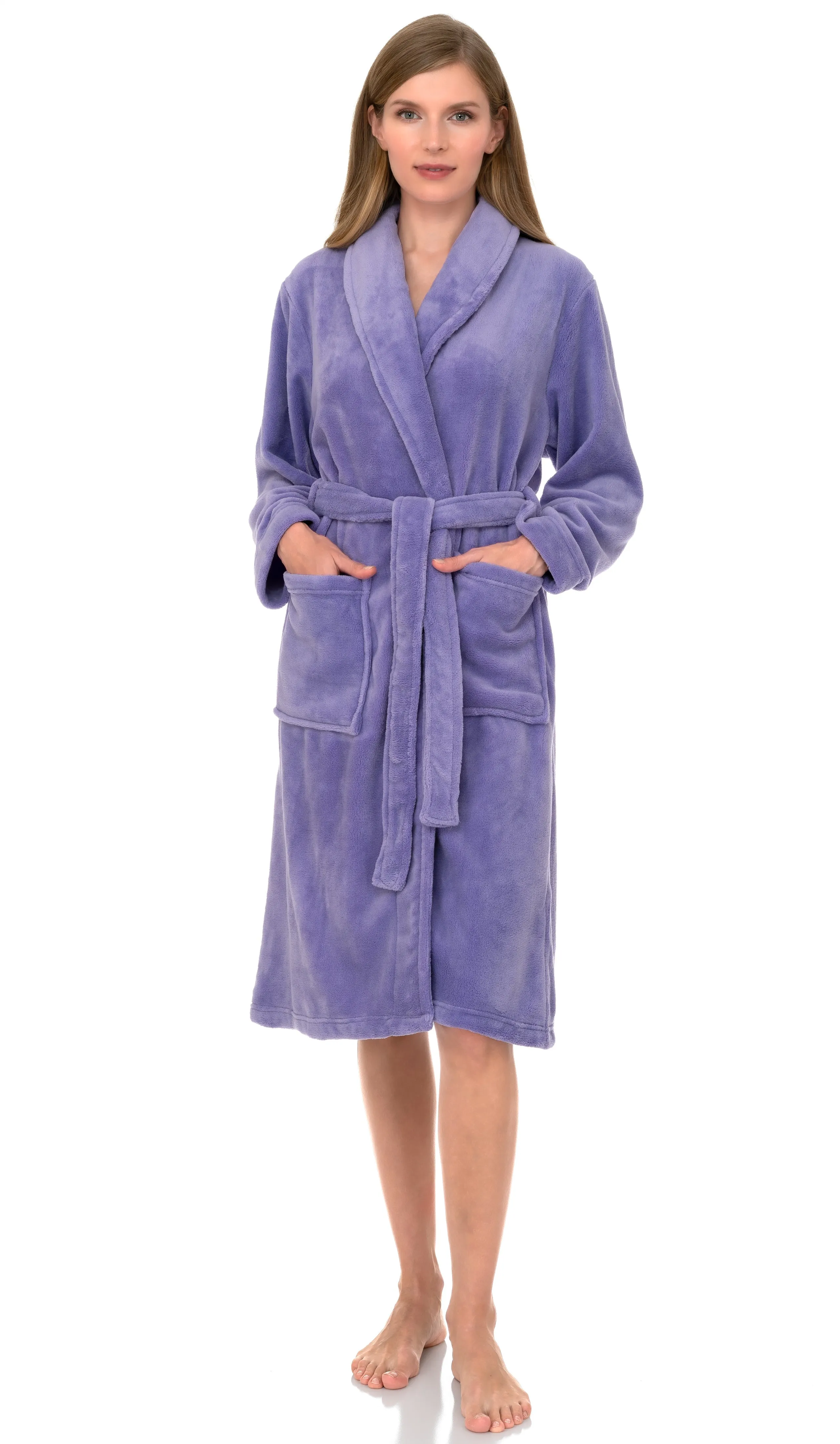 TowelSelections Women's Plush Robe,  Fleece Shawl Collar Spa Bathrobe