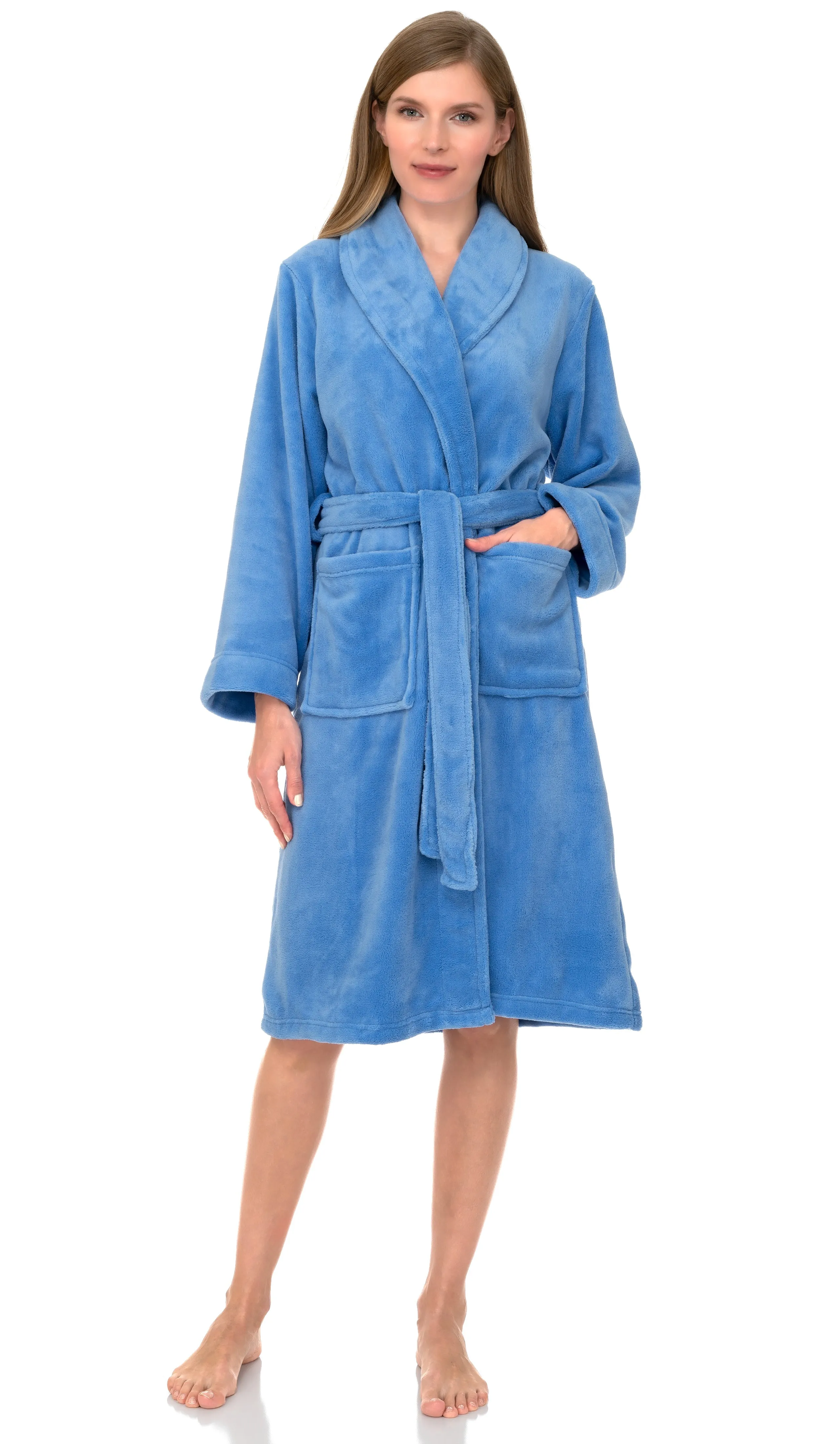 TowelSelections Women's Plush Robe,  Fleece Shawl Collar Spa Bathrobe