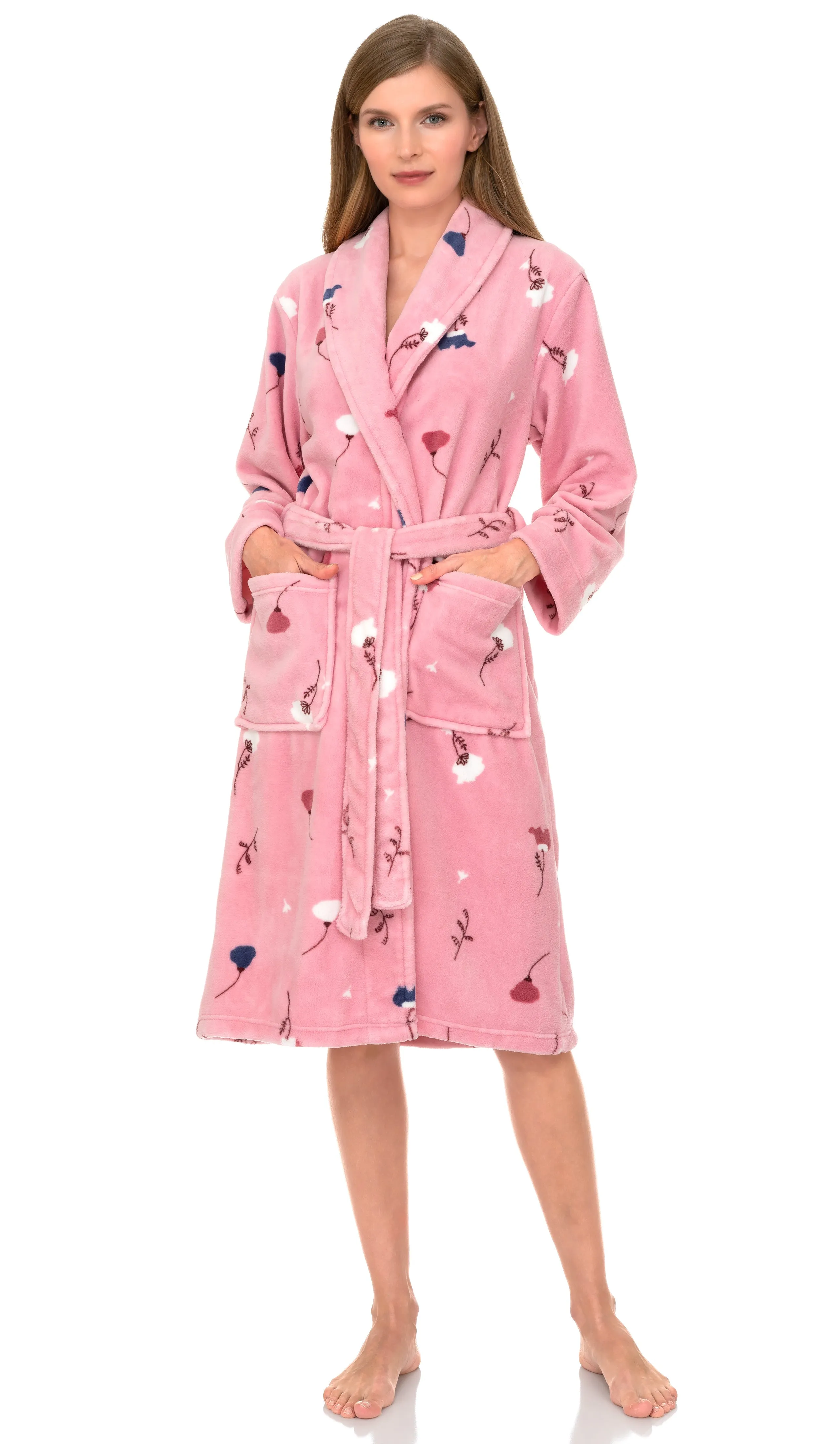 TowelSelections Women's Plush Robe,  Fleece Shawl Collar Spa Bathrobe