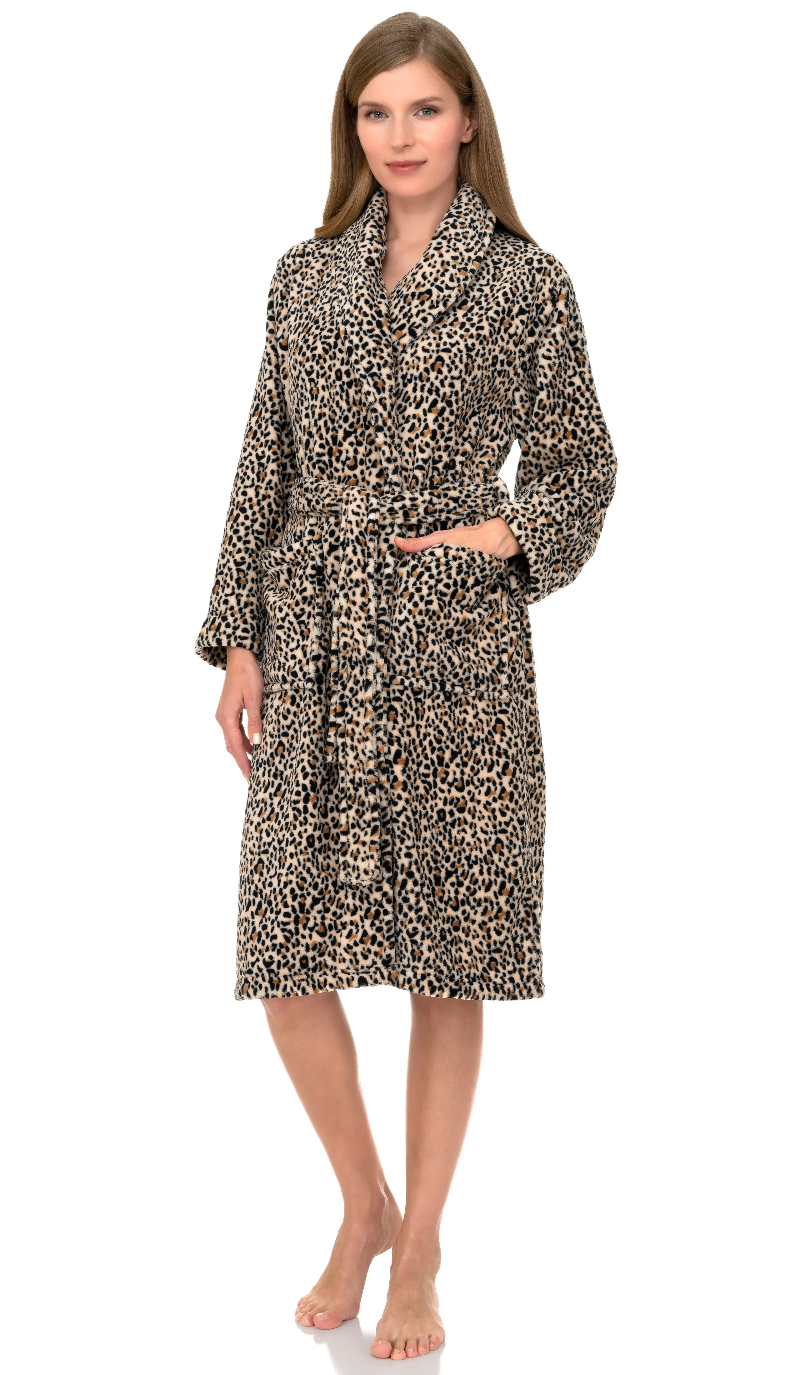 TowelSelections Women's Plush Robe,  Fleece Shawl Collar Spa Bathrobe