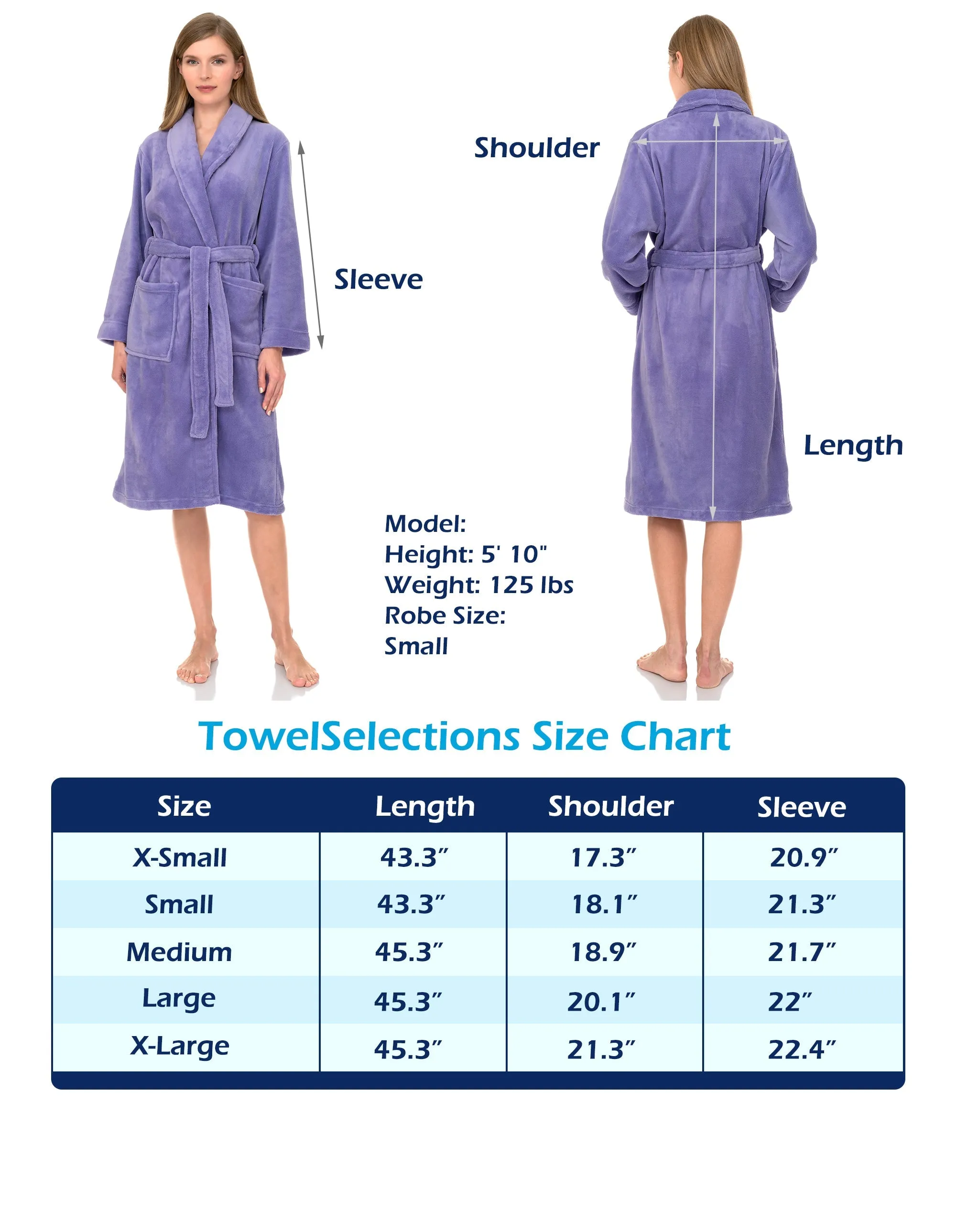 TowelSelections Women's Plush Robe,  Fleece Shawl Collar Spa Bathrobe