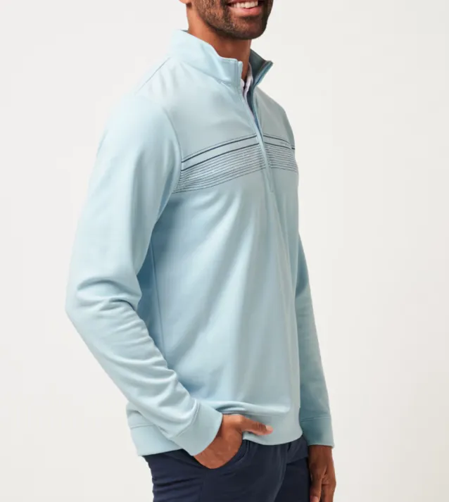 Travis Mathew Upgraded Chest Stripe Quarter Zip - Cory Blue