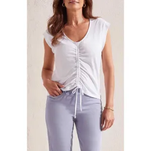 Tribal Sleeveless V-Neck Top w/ Ruching