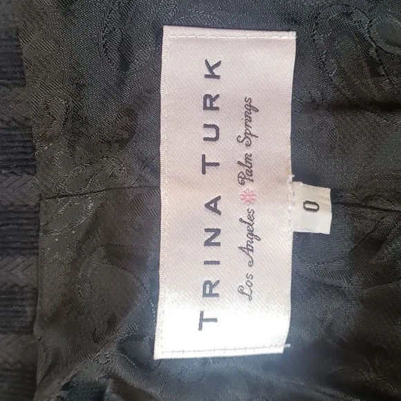 TRINA TURK Black Striped Corduroy Blazer Jacket sz 0 Women's