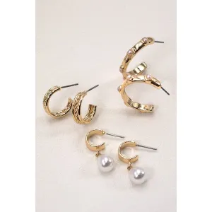 Trio Hoop Pearl Earringstrio Hoop Pearl Earrings