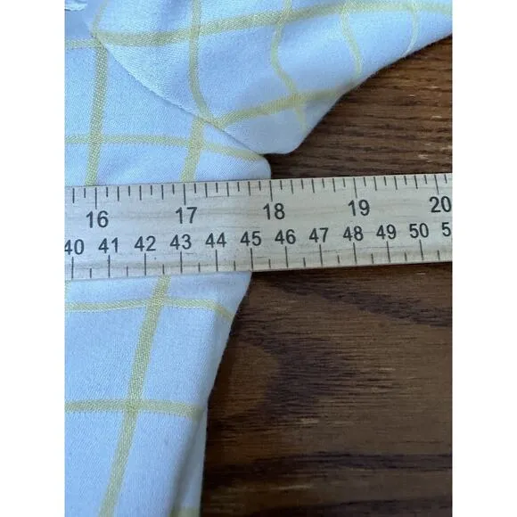 Tulle Yellow Stripe White Trench Coat Belted Waist Big Buttons Size Small