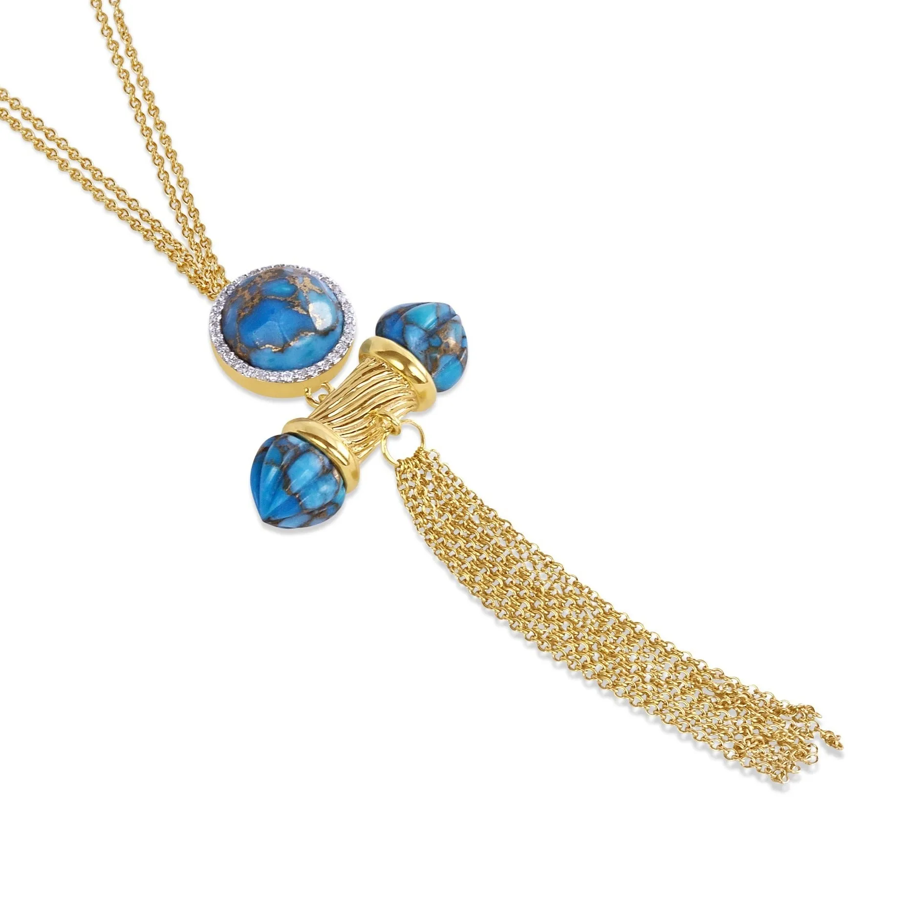 Turquoise & Diamond Fringe Necklace