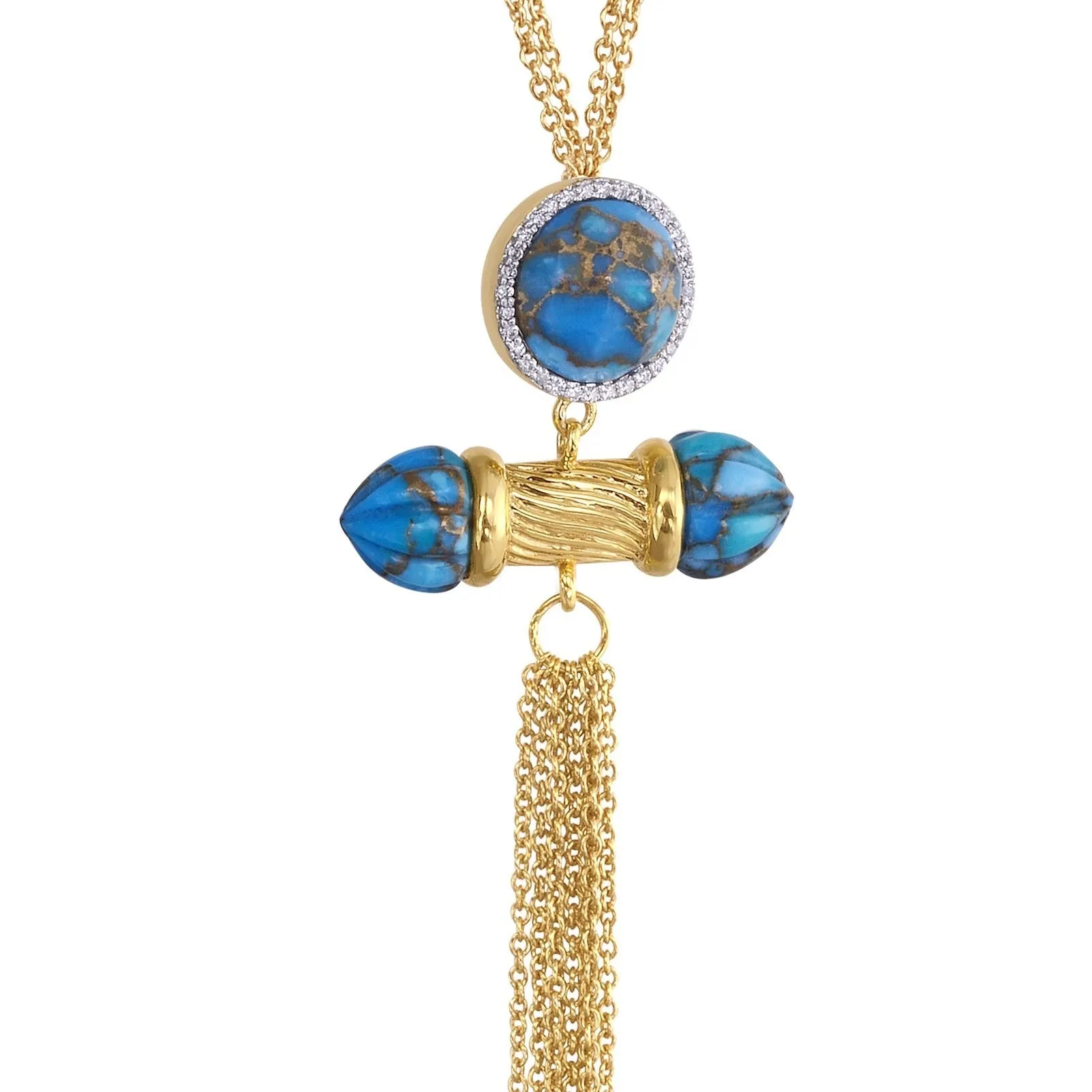 Turquoise & Diamond Fringe Necklace