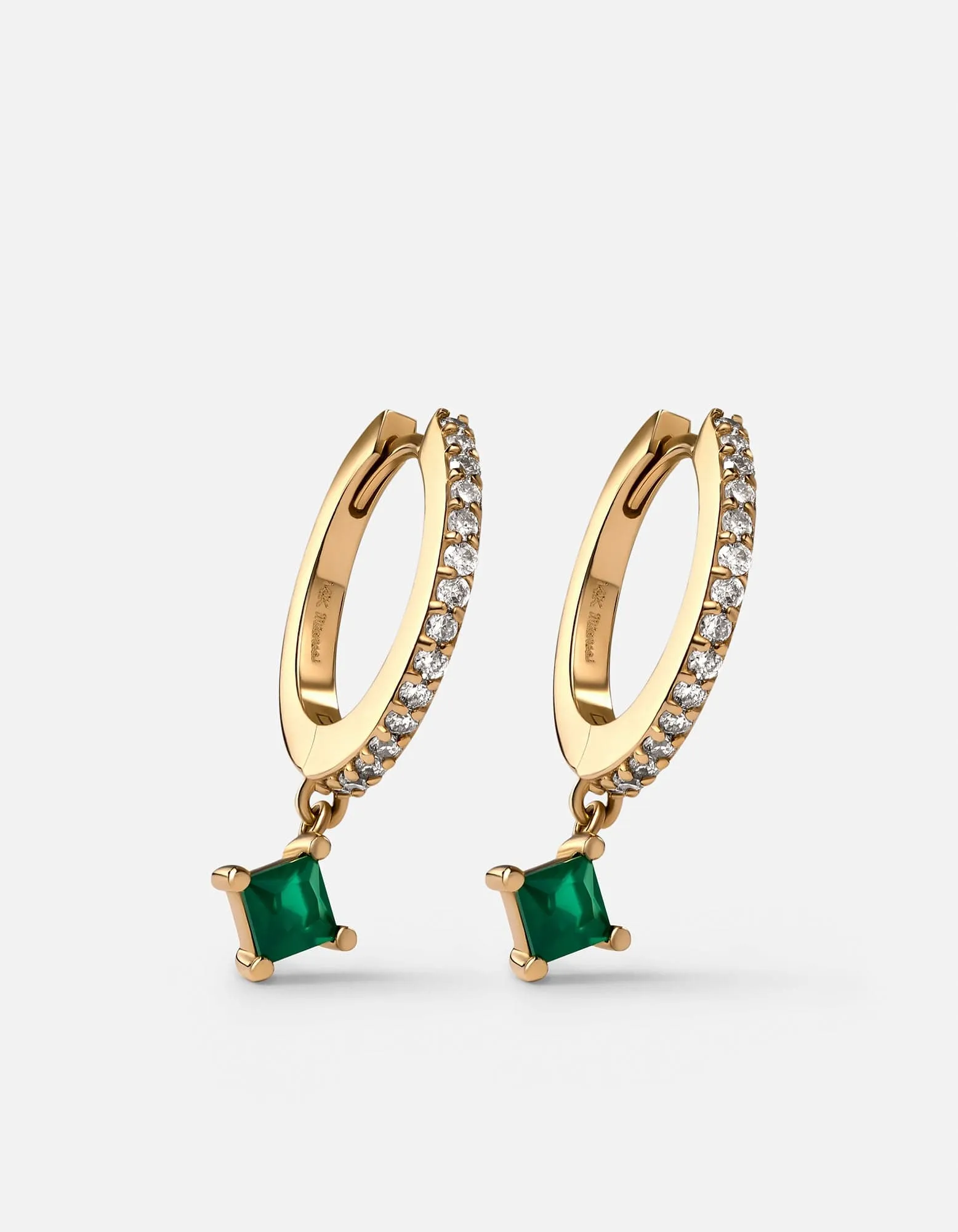 Uma Earrings, 14k Gold Pavé/Chalcedony