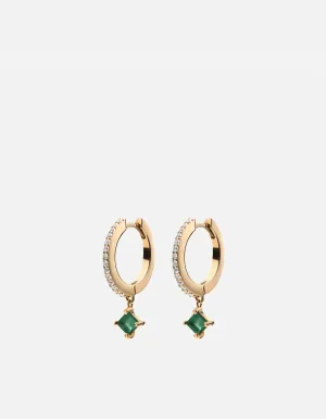 Uma Earrings, 14k Gold Pavé/Chalcedony