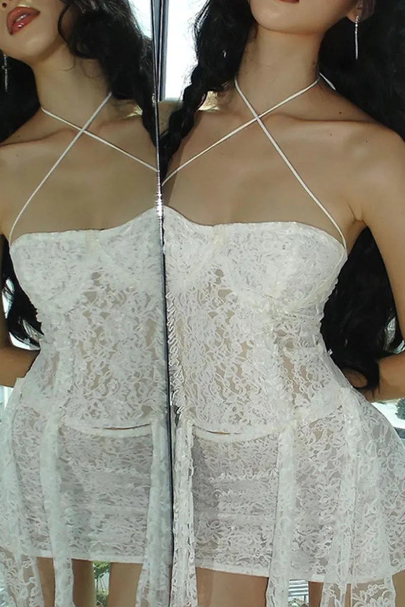 UR3176 Lace Bustier and Skirt Set