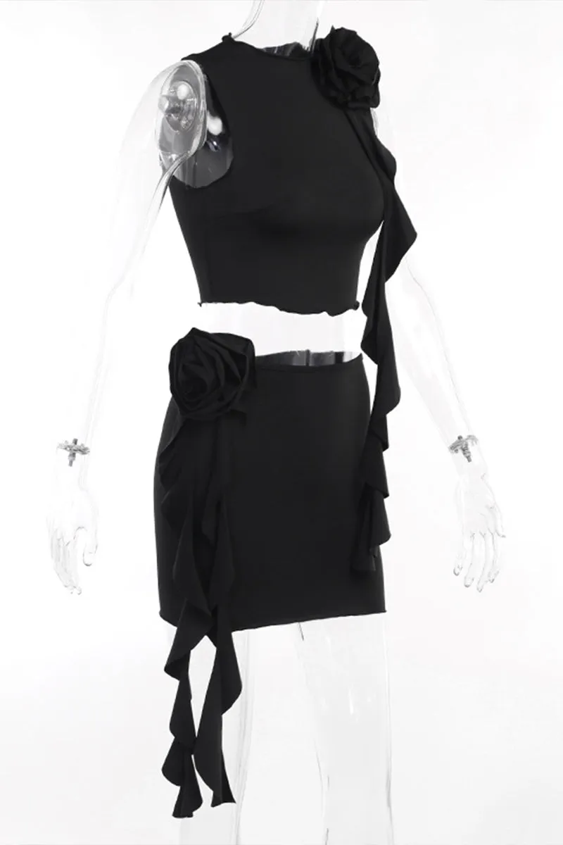 UR3177 Ruffled Rose Skirt Set
