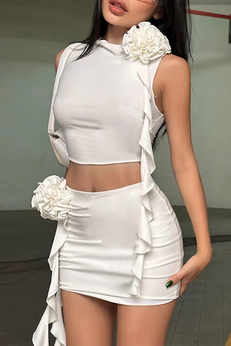 UR3177 Ruffled Rose Skirt Set