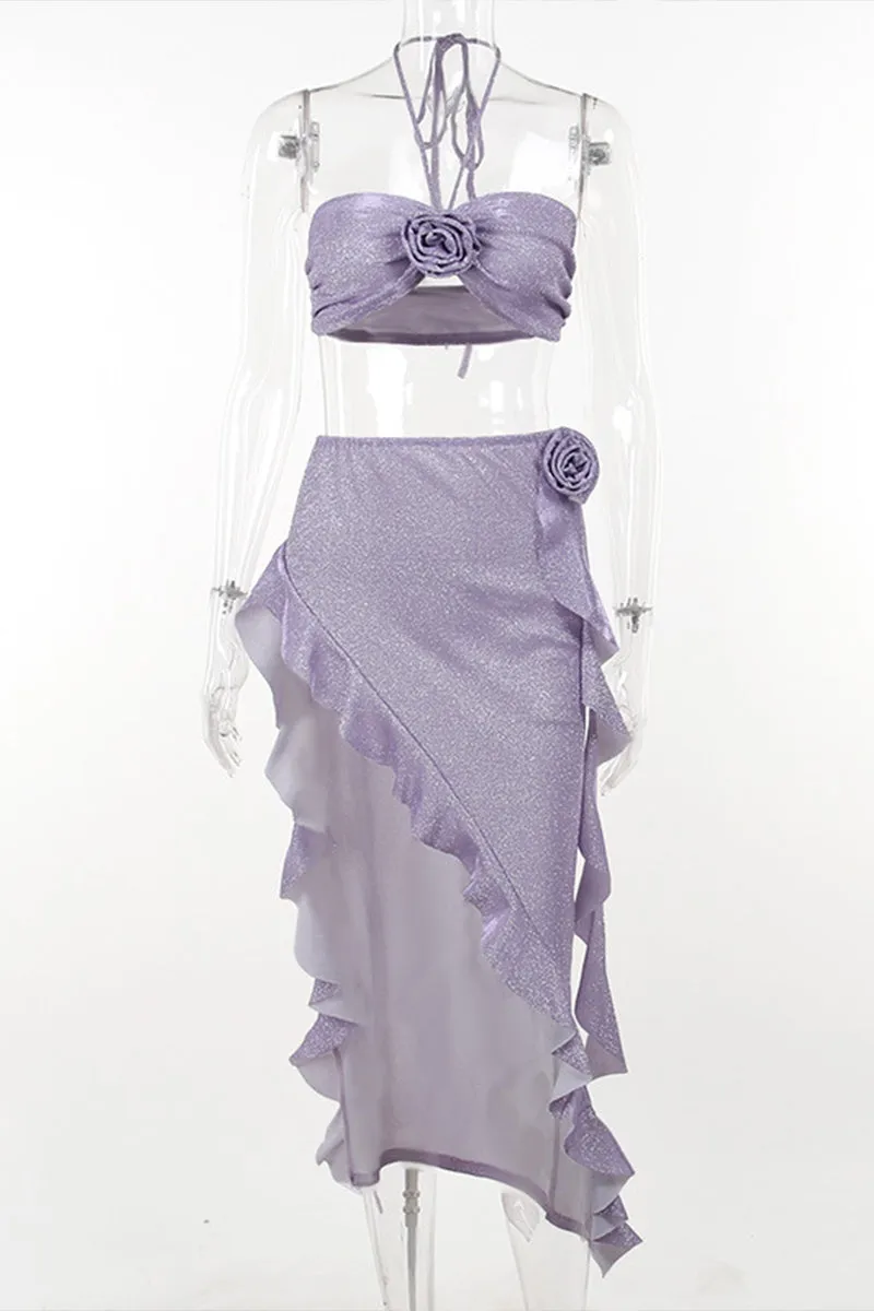 UR3179 Glitter Short Skirt Set
