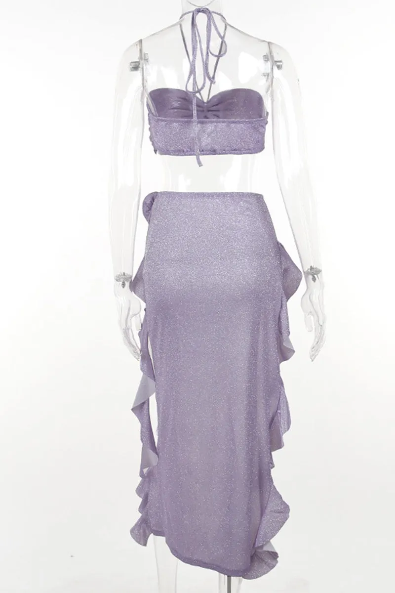 UR3179 Glitter Short Skirt Set