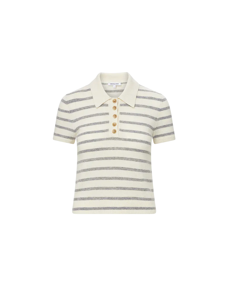 VERONICA BEARD Brandt Striped Cashmere Polo