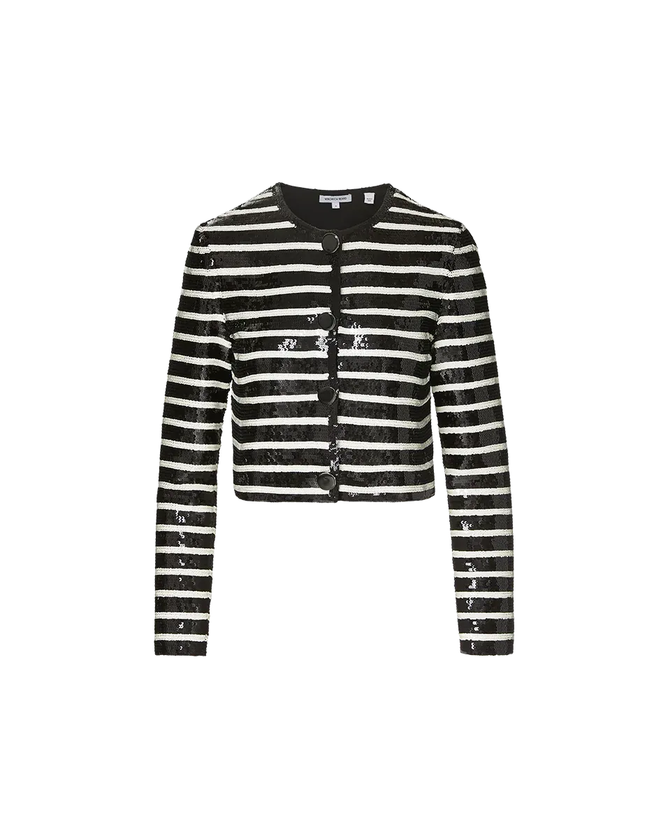 VERONICA BEARD Mickey Sequin Cropped Jacket