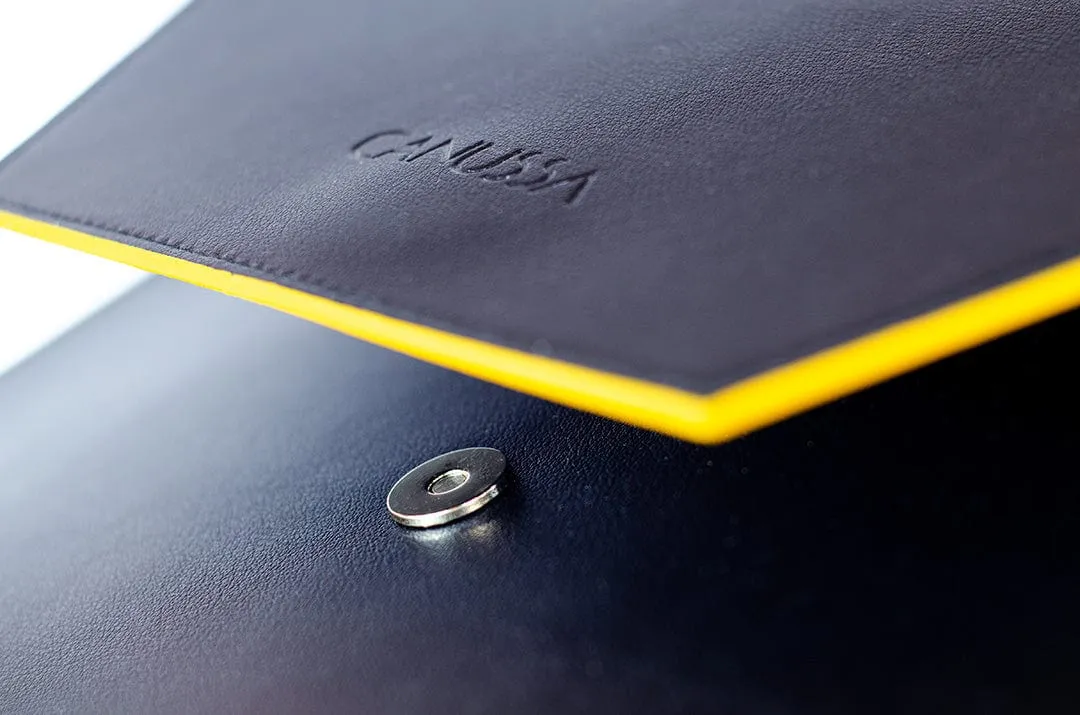 Versatile Vegan Leather Laptop Case | Blue & Yellow