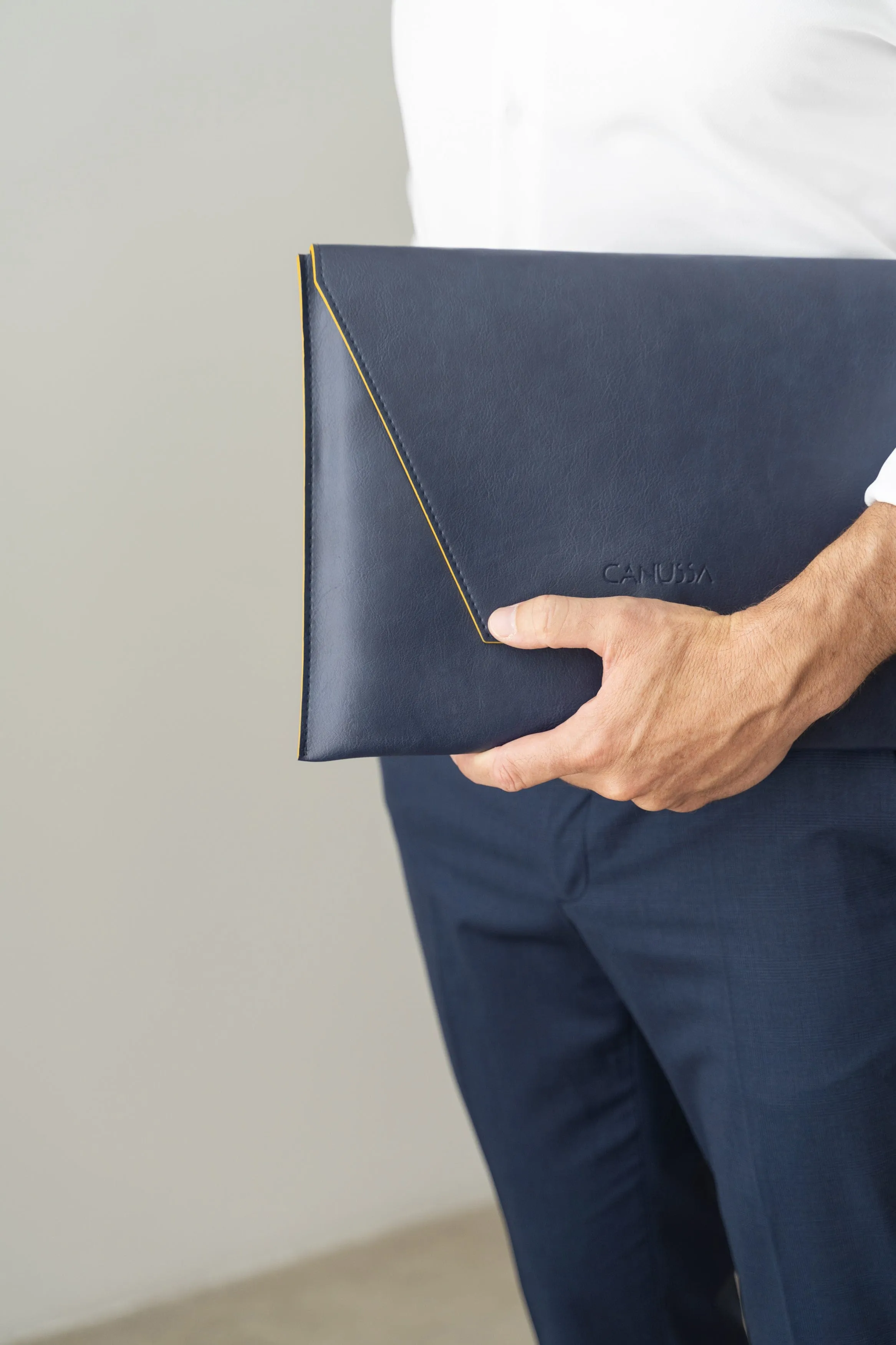 Versatile Vegan Leather Laptop Case | Blue & Yellow