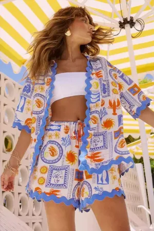 Versatile Wave Lace Short Suit