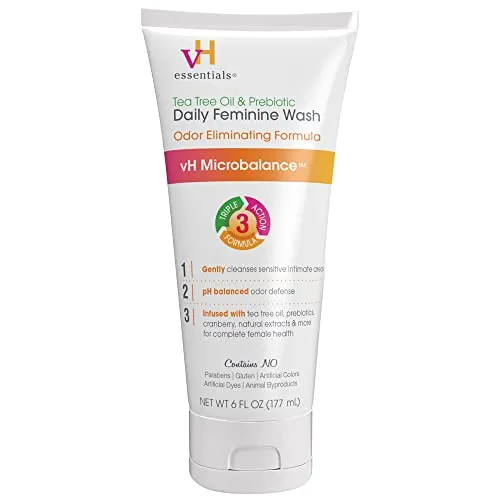 vH essentials Tea Tree Oil & Prebiotic Feminine Wash, pH Balanced, 6 Fl. Oz.