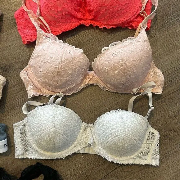 Victoria's Secret Women's Lace Push-Up Bra Set 34B Standard Multicolor Lot of 9
