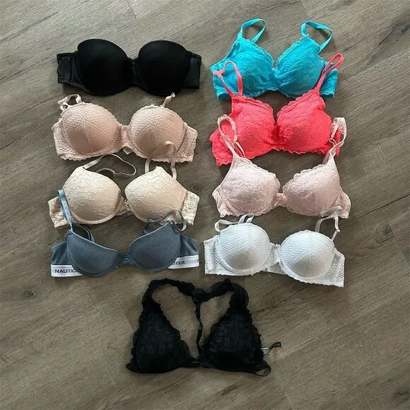 Victoria's Secret Women's Lace Push-Up Bra Set 34B Standard Multicolor Lot of 9