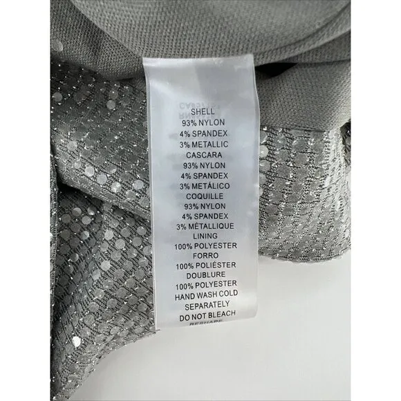 Vince Camuto Womens Size 8 Gray Sequin Long Sleeve Sheath Cocktail Dress New