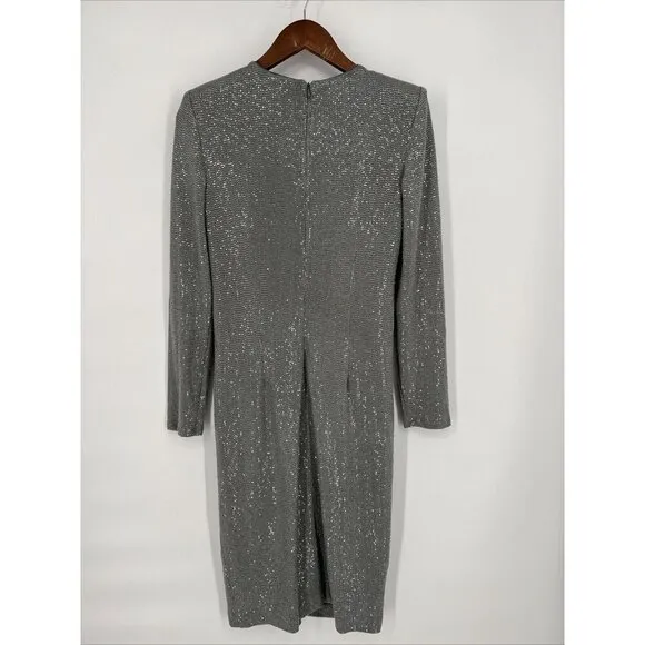 Vince Camuto Womens Size 8 Gray Sequin Long Sleeve Sheath Cocktail Dress New