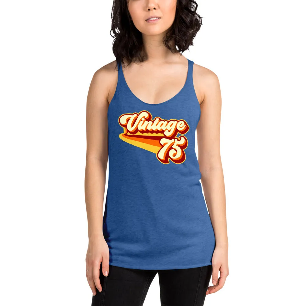 Vintage 1975 Warm Retro Lines Women's Racerback Tank