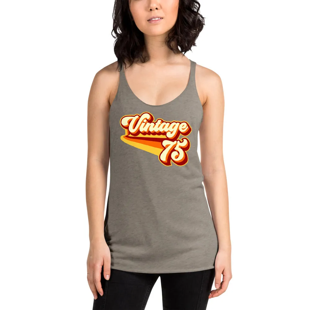 Vintage 1975 Warm Retro Lines Women's Racerback Tank