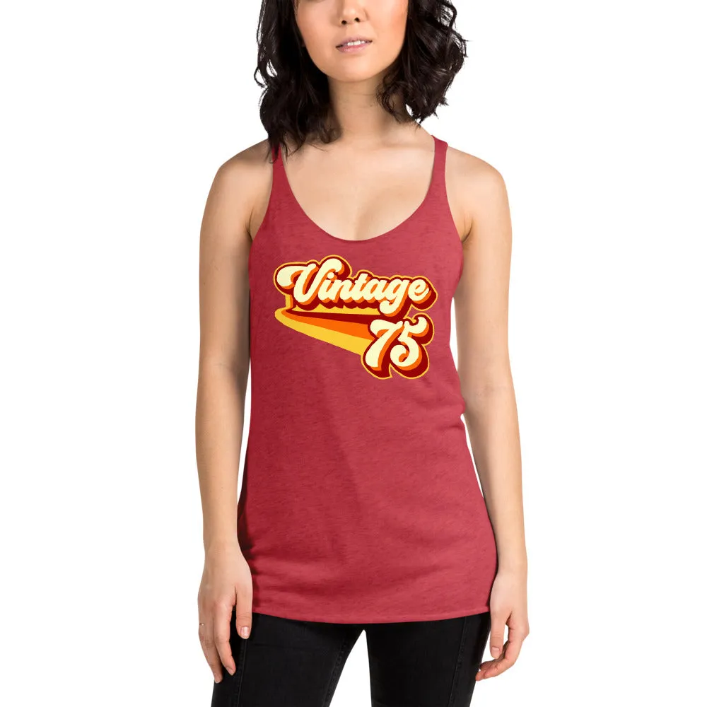 Vintage 1975 Warm Retro Lines Women's Racerback Tank