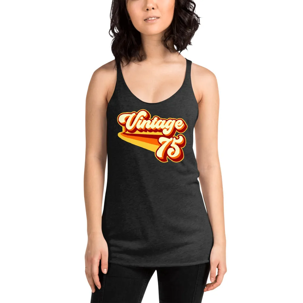 Vintage 1975 Warm Retro Lines Women's Racerback Tank