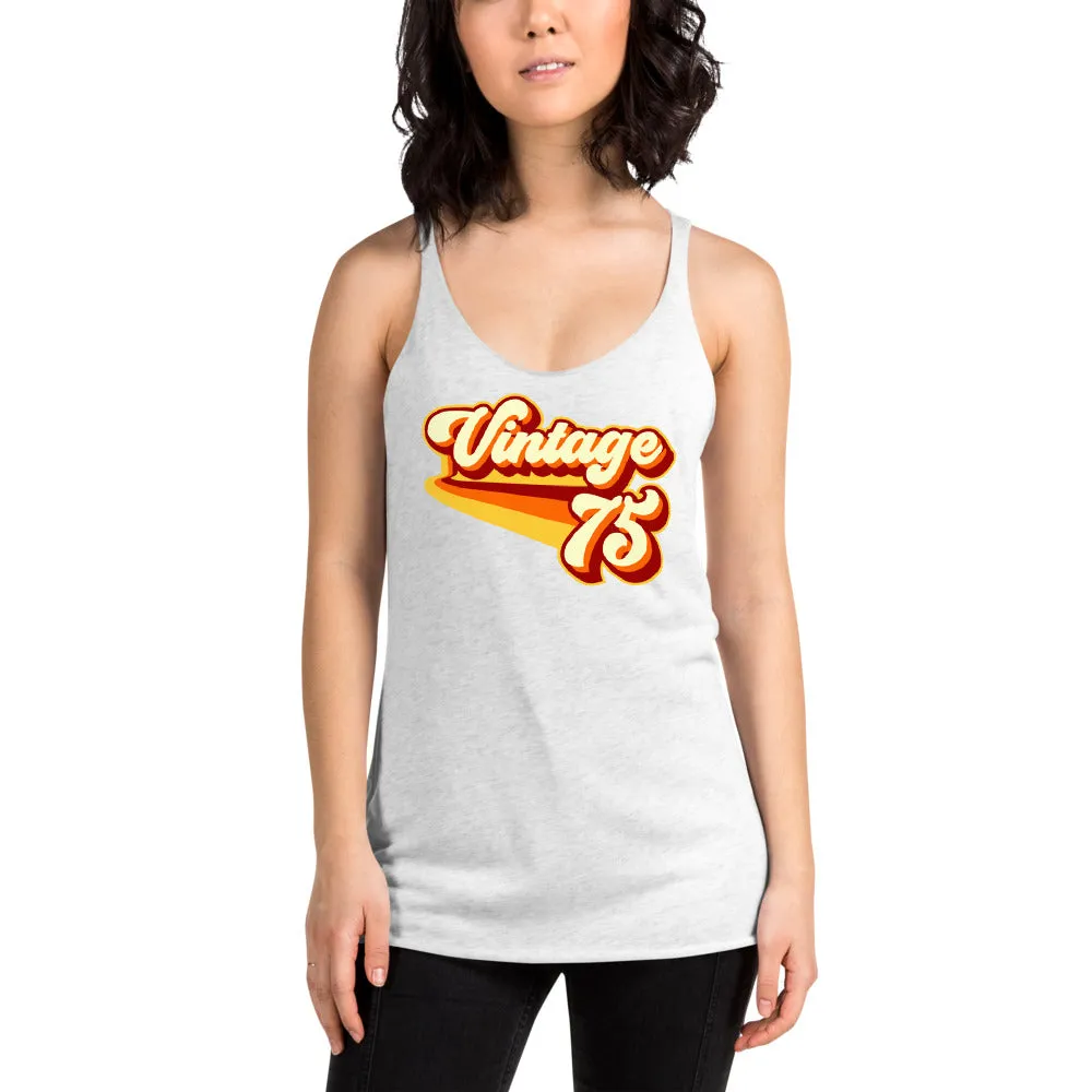 Vintage 1975 Warm Retro Lines Women's Racerback Tank