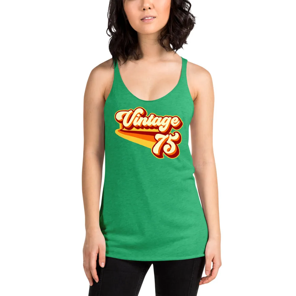 Vintage 1975 Warm Retro Lines Women's Racerback Tank
