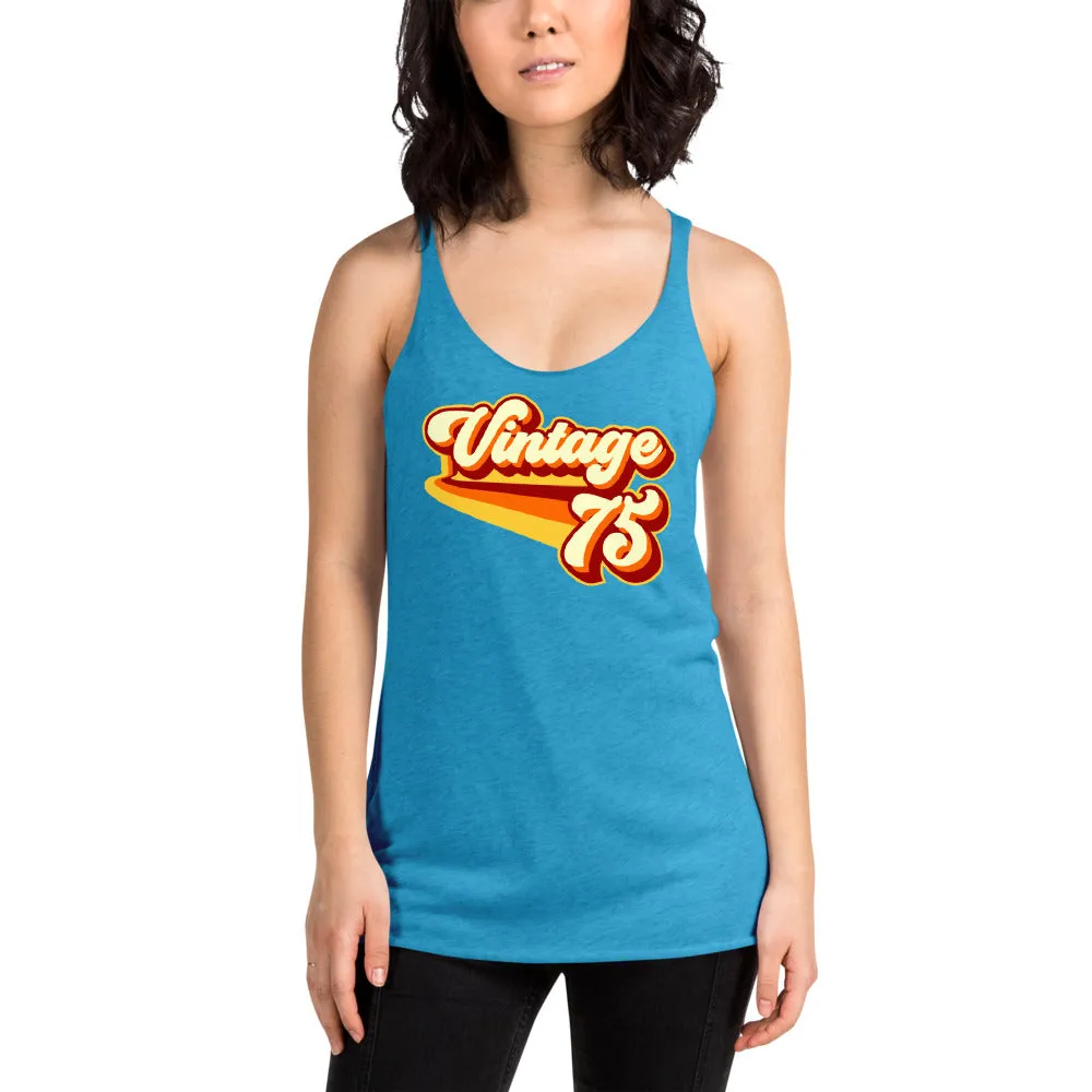 Vintage 1975 Warm Retro Lines Women's Racerback Tank