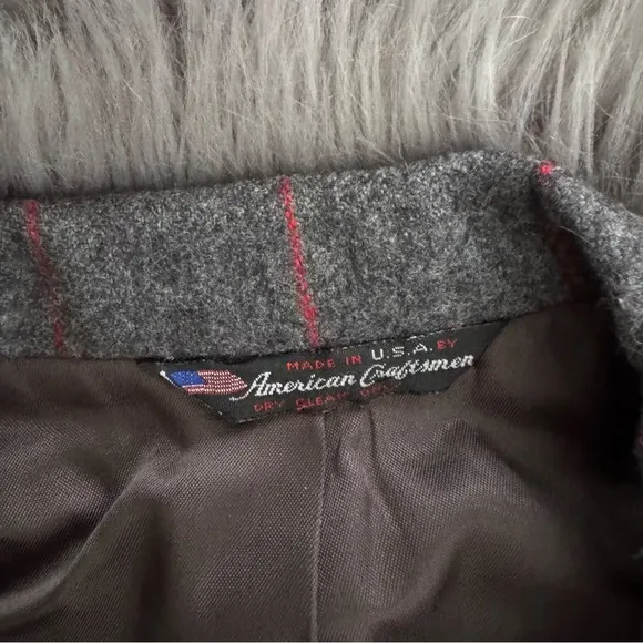 Vintage Gray and Red Plaid Women's Blazer, 6