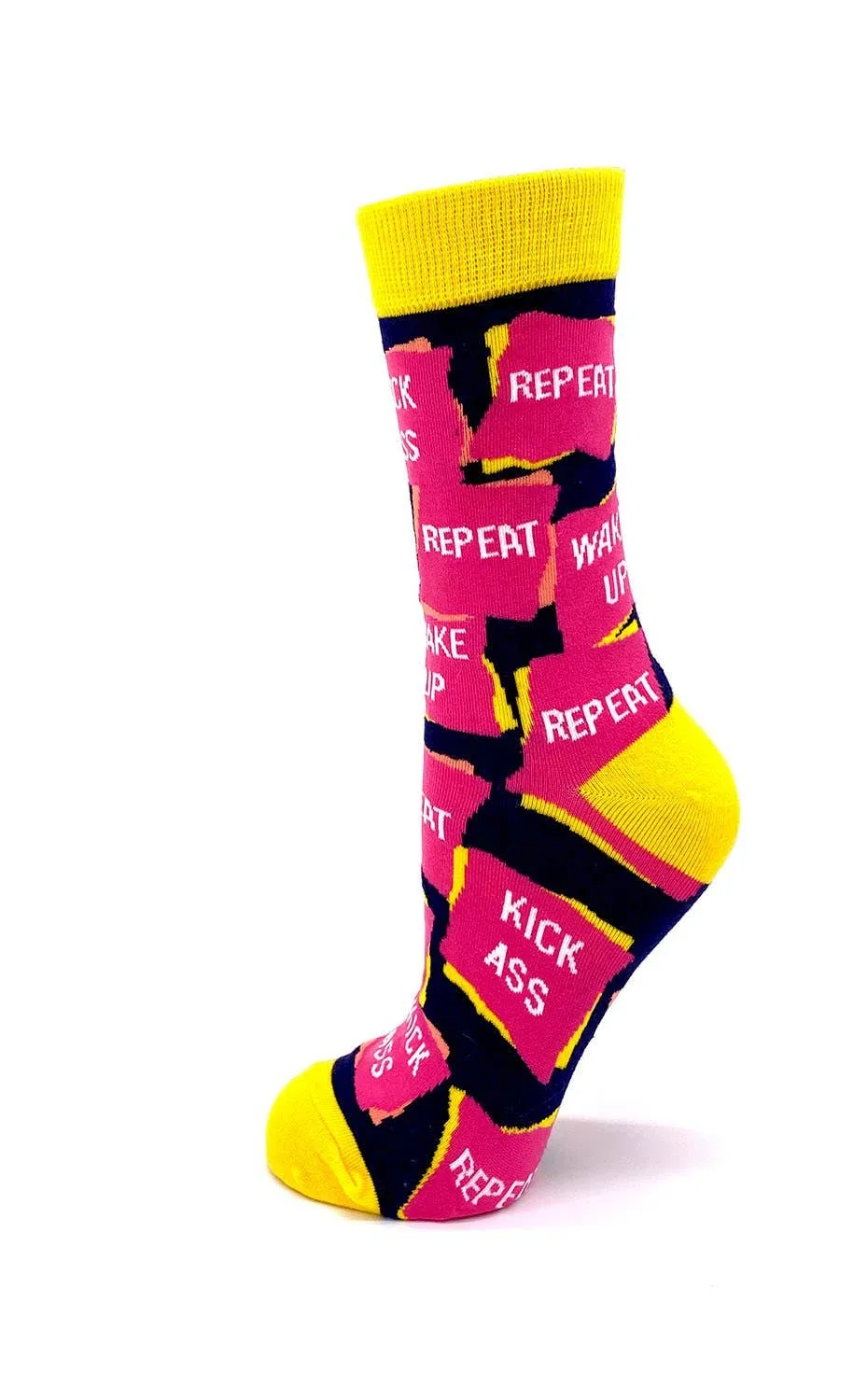 Wake Up Kick Ass Repeat Women's Crew Socks