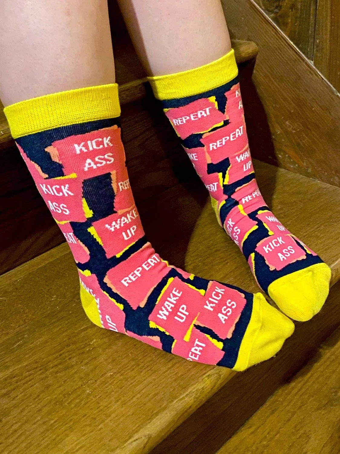 Wake Up Kick Ass Repeat Women's Crew Socks
