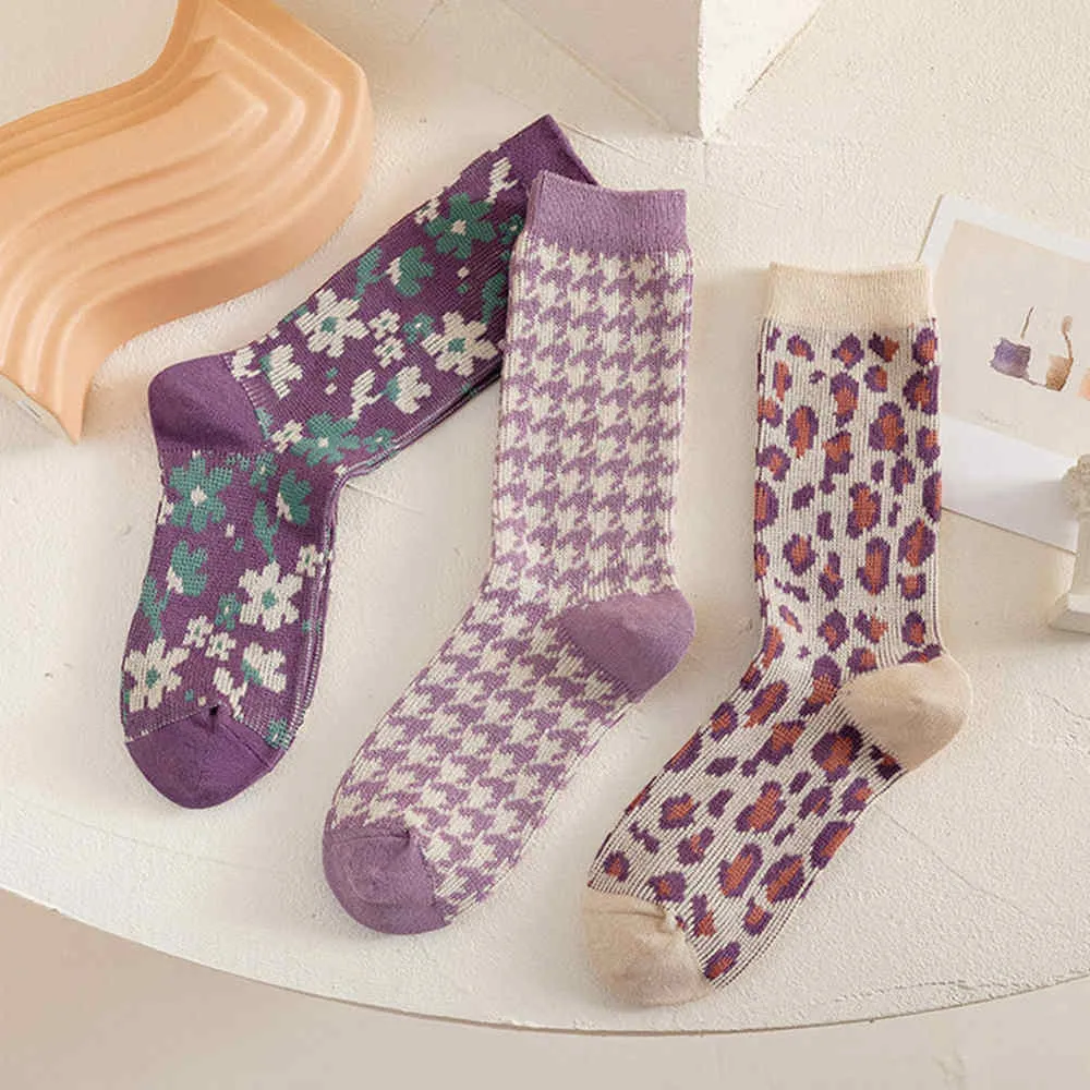 Warm Purple Combination Cotton Socks
