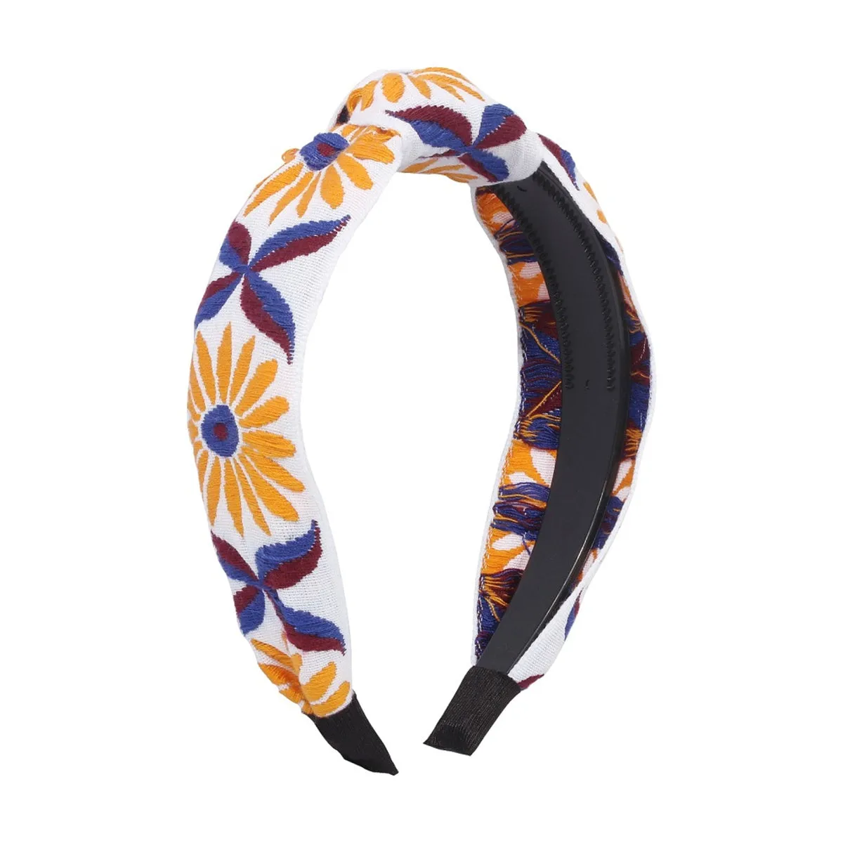 White & Orange Sunflower Knot Headband