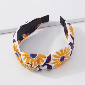 White & Orange Sunflower Knot Headband