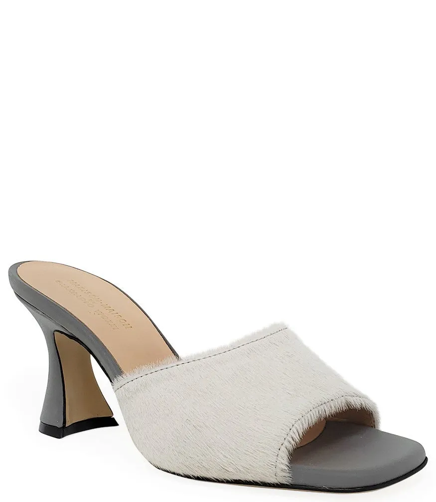 White Calf Hair Heel Mule