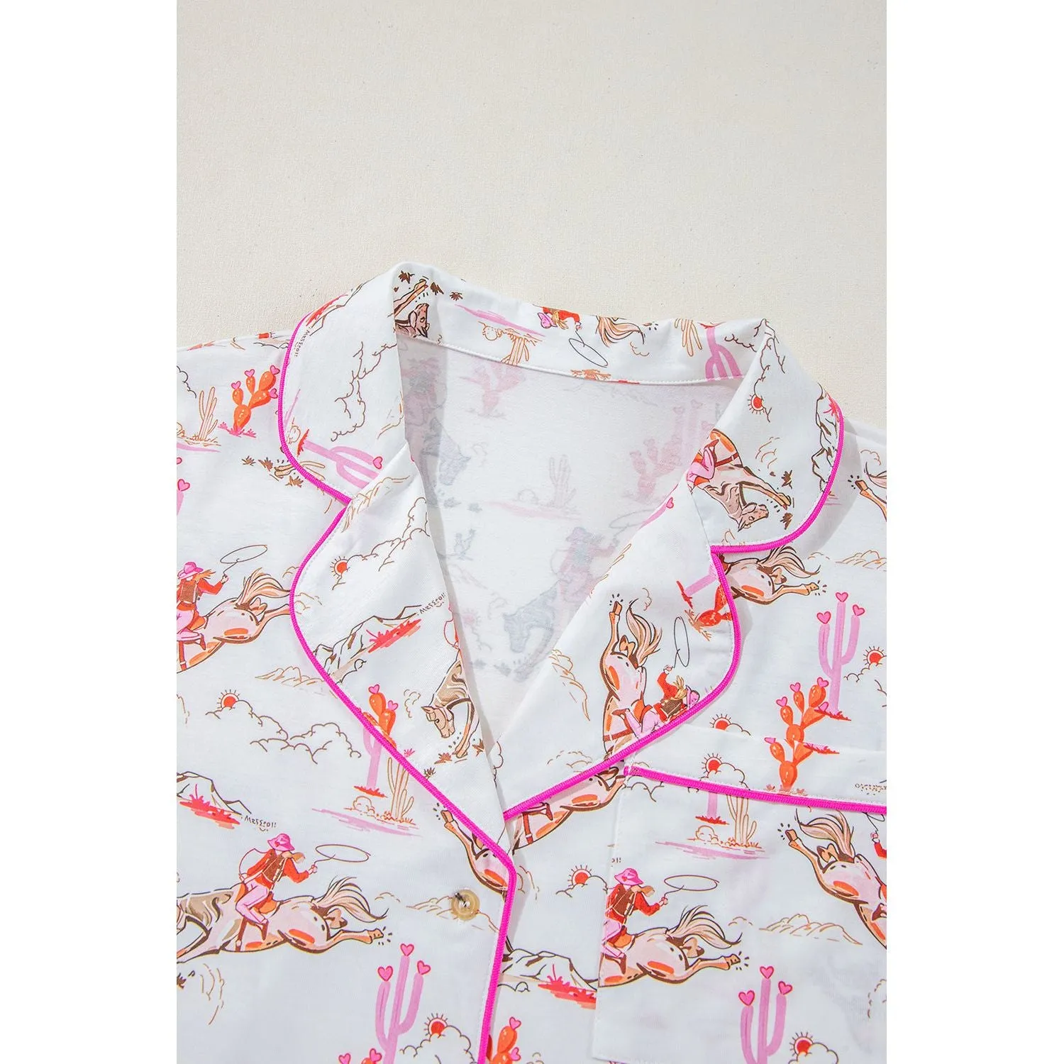 White Cowgirl Country Print Pajamas Set