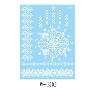 White Floral Lacy Temporary Tattoo Set - 5 Pcs
