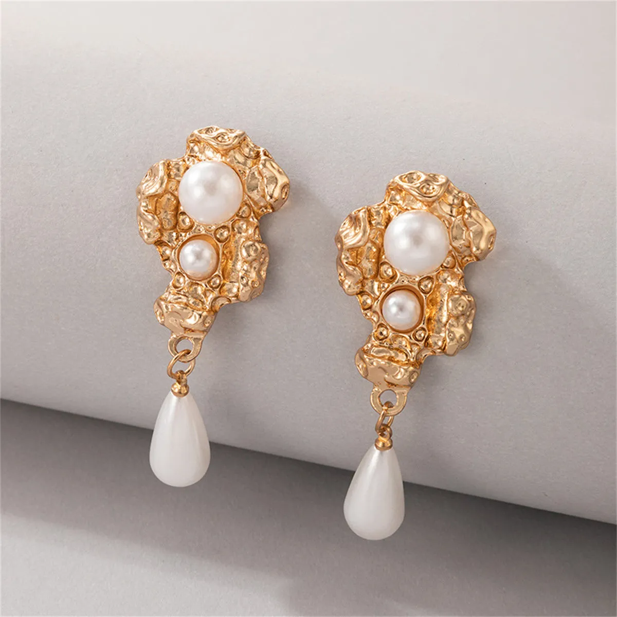 White Pearl & 18K Gold-Plated Geometric Drop Earrings